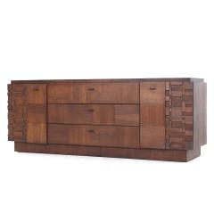  Lane Furniture Lane Brutalist Mid Century Walnut Lowboy Dresser - 3842560