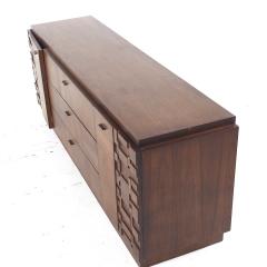  Lane Furniture Lane Brutalist Mid Century Walnut Lowboy Dresser - 3842563