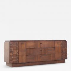  Lane Furniture Lane Brutalist Mid Century Walnut Lowboy Dresser - 3848726