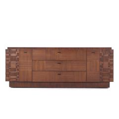  Lane Furniture Lane Brutalist Mid Century Walnut Lowboy Dresser - 3858486