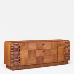  Lane Furniture Lane Brutalist Mid Century Walnut Lowboy Dresser - 4575475