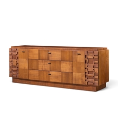  Lane Furniture Lane Brutalist Mid Century Walnut Lowboy Dresser - 4720432