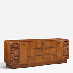  Lane Furniture Lane Brutalist Mid Century Walnut Lowboy Dresser - 4720545