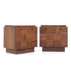  Lane Furniture Lane Brutalist Mid Century Walnut Nightstands Pair - 3824137