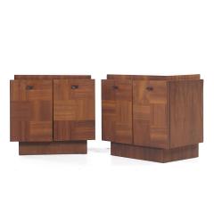  Lane Furniture Lane Brutalist Mid Century Walnut Nightstands Pair - 3824139