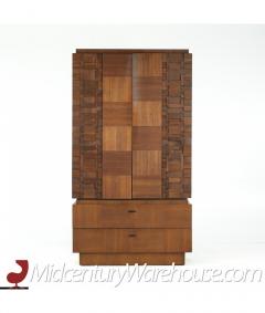  Lane Furniture Lane Brutalist Mid Century Walnut Plinth Base Armoire - 3101710