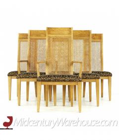  Lane Furniture Lane Mid Century Burlwood and Cane Dining Chairs Set of 6 - 3127822