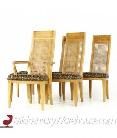  Lane Furniture Lane Mid Century Burlwood and Cane Dining Chairs Set of 6 - 3127827