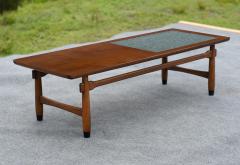  Lane Furniture Lane Monte Carlo Blue Tile Top and Walnut Coffee and Pair Side Tables Set - 4232453