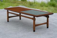  Lane Furniture Lane Monte Carlo Blue Tile Top and Walnut Coffee and Pair Side Tables Set - 4232482