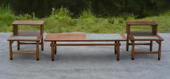  Lane Furniture Lane Monte Carlo Blue Tile Top and Walnut Coffee and Pair Side Tables Set - 4232511