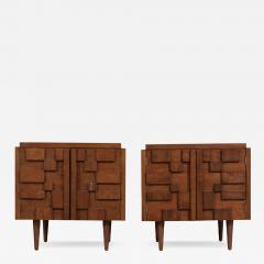  Lane Furniture Mid Century Brutalist Modern Staccato Night Stands by Lane - 4213867