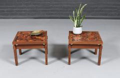 Lane Furniture Mid Century Floating Top Walnut Live Edge Side Tables by Lane - 4736477