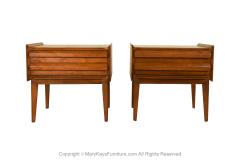  Lane Furniture Mid Century Lane Walnut Pair Nightstands End Tables First Edition Collection - 3574437