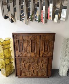  Lane Furniture Mid Century Modern Brutalist Wood Sculpture Cabinet by Lane USA 1970s - 4591312