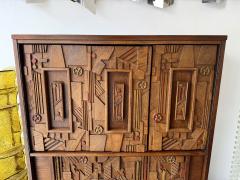 Lane Furniture Mid Century Modern Brutalist Wood Sculpture Cabinet by Lane USA 1970s - 4591316