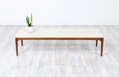  Lane Furniture Mid Century Modern Rythm Walnut Coffee Table with Travertine Stone by Lane - 3142926