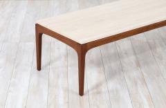  Lane Furniture Mid Century Modern Rythm Walnut Coffee Table with Travertine Stone by Lane - 3142929