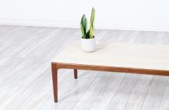  Lane Furniture Mid Century Modern Rythm Walnut Coffee Table with Travertine Stone by Lane - 3142930