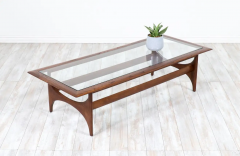  Lane Furniture Mid Century Modern Sculpted Walnut Glass Coffee Table by Lane Furniture - 2465624