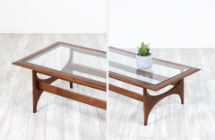  Lane Furniture Mid Century Modern Sculpted Walnut Glass Coffee Table by Lane Furniture - 2465640