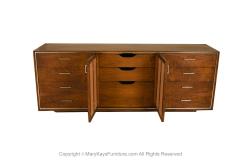  Lane Furniture Mid Century Walnut Chrome Lane Lowboy Dresser - 3419746