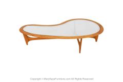 Lane Furniture Mid Century Walnut Glass Kidney Shaped Large Coffee Table Adrian Pearsall Style - 3413171