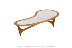  Lane Furniture Mid Century Walnut Glass Kidney Shaped Large Coffee Table Adrian Pearsall Style - 3413172