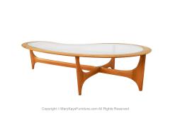  Lane Furniture Mid Century Walnut Glass Kidney Shaped Large Coffee Table Adrian Pearsall Style - 3413176