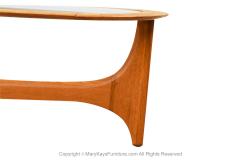  Lane Furniture Mid Century Walnut Glass Kidney Shaped Large Coffee Table Adrian Pearsall Style - 3413178