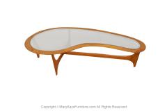  Lane Furniture Mid Century Walnut Glass Kidney Shaped Large Coffee Table Adrian Pearsall Style - 3413181
