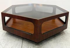  Lane Furniture Mid century Lane Furniture Hexagonal Coffee Table Smoked Glass Top - 4306626
