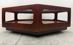  Lane Furniture Mid century Lane Furniture Hexagonal Coffee Table Smoked Glass Top - 4306647