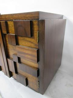  Lane Furniture Pair American Modern Mahogany Cube Night Stands Lane - 4644577