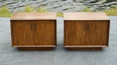  Lane Furniture Pair Lane Bookmatched Paldao Walnut Metal Nightstands or End Tables MidCentury - 3833395