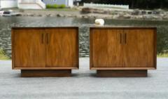  Lane Furniture Pair Lane Bookmatched Paldao Walnut Metal Nightstands or End Tables MidCentury - 3833396