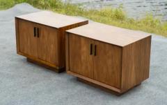  Lane Furniture Pair Lane Bookmatched Paldao Walnut Metal Nightstands or End Tables MidCentury - 3833398