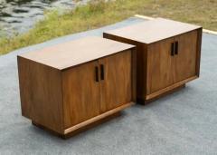  Lane Furniture Pair Lane Bookmatched Paldao Walnut Metal Nightstands or End Tables MidCentury - 3833399