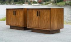  Lane Furniture Pair Lane Bookmatched Paldao Walnut Metal Nightstands or End Tables MidCentury - 3833408