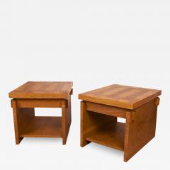  Lane Furniture Pair Mid Century Lane Brutalist End Tables Nightstands - 3707501