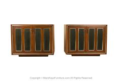  Lane Furniture Pair Mid Century Walnut Chrome Lane Cabinets Nightstands - 3462254