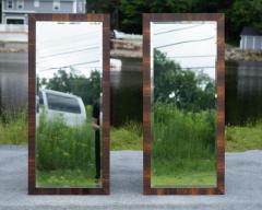  Lane Furniture Pair Uncommon Lane Altavista Rosewood Wall Mounted Bevelled Mirrors 47x21 - 4222921