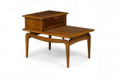  Lane Furniture Pair of Lane Altavista Modern Walnut 2 Tier Nightstands End Tables - 4274392
