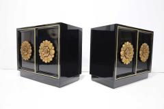  Lane Furniture Pair of Lane Floral Chests in Black Laquer - 1896879