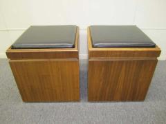  Lane Furniture Pair of Lane Walnut Game Cube Storage Stools Mid Century Modern - 1831573