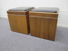  Lane Furniture Pair of Lane Walnut Game Cube Storage Stools Mid Century Modern - 1831575