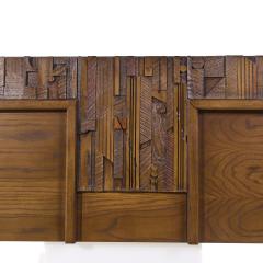  Lane Furniture Paul Evans Style Lane Pueblo Brutalist Mid Century Walnut King Headboard - 3955508