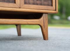  Lane Furniture Restored Warren Church for Lane Perception Walnut Oak 3 Drawer Woven Cabinet - 4158034