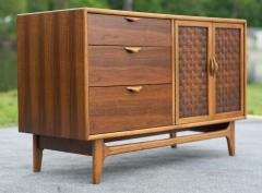  Lane Furniture Restored Warren Church for Lane Perception Walnut Oak 3 Drawer Woven Cabinet - 4158035