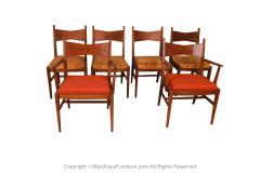  Lane Furniture Six Mid Century Walnut Dining Chairs Lane Tuxedo inlay - 2957218